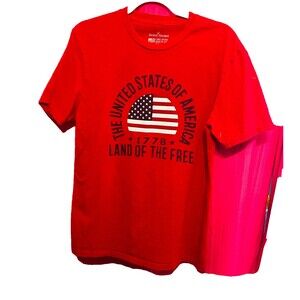 #8702 GENERAL STANDARD AMERICANA FLAG RED TSHIRT SIZE M MADE IN USA
